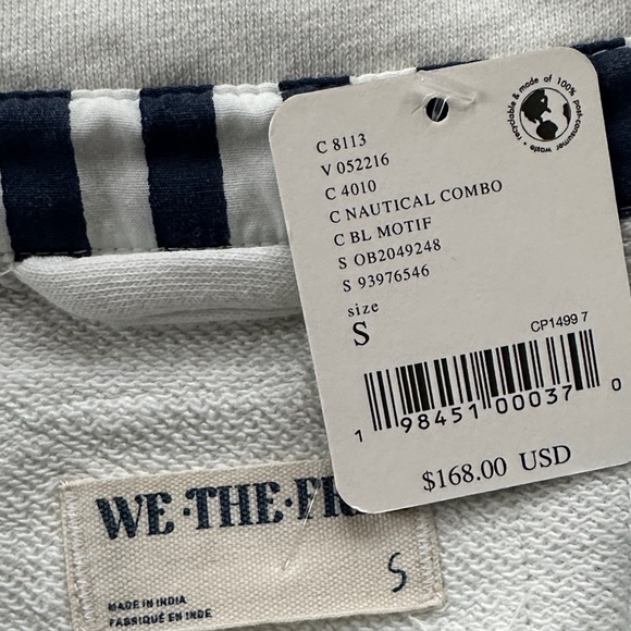 Free People Mint Green White and Navy Lace-Trim Rugby Pullover - Picture 5 of 5